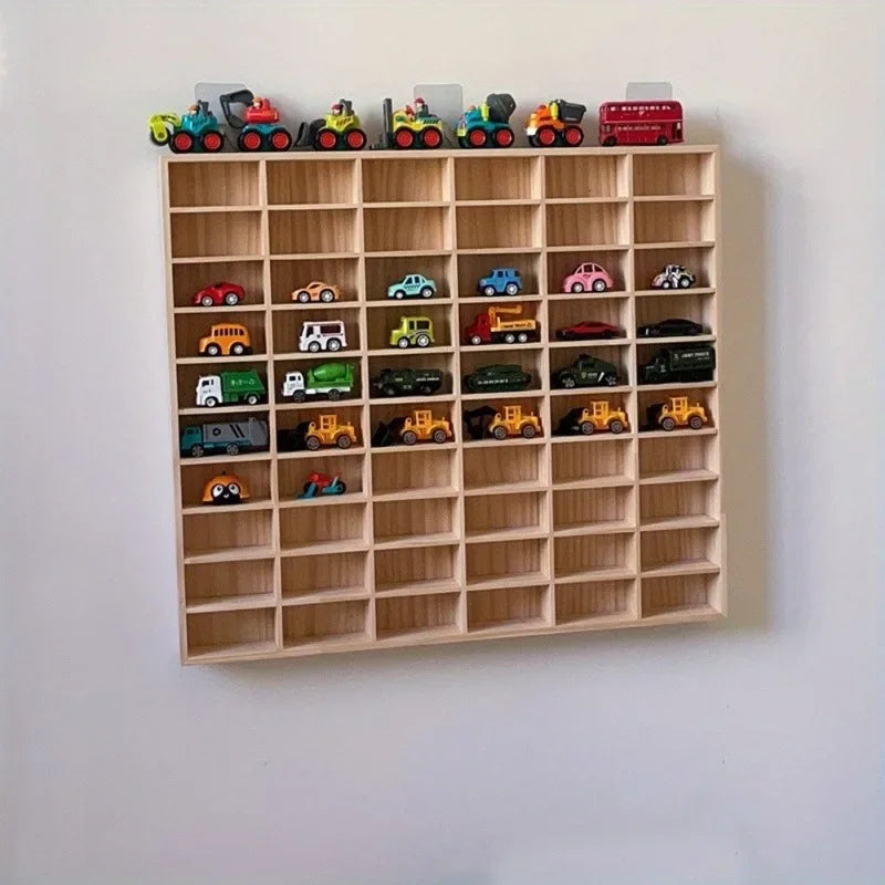 Solid Wood Storage Box Storage Box Organizer Box Storage Solid Wood Domeka Car Storage Cabinet Wall Shelf Wooden Toy Multi-Grid