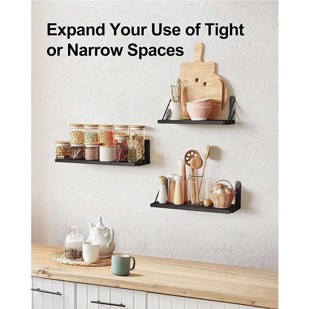 Modern Wall Mounted Floating Shelves Sturdy Versatile Wall Shelf Save Space Storage Rack for Bathroom Kitchen