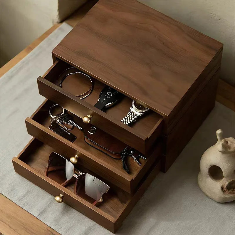 Wooden Storage Boxes Retro Simple Sundries Storage Boxes Multilayer Drawer Dust Prevention Storage Bins Home Organization