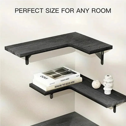 Modern Wood Floating Shelves Wall Mounted Space Saving Corner Design For Home Decoration Top Quality Delicate Style