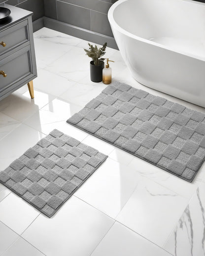 Disolla Grey Bathroom Rug Sets 2 Piece